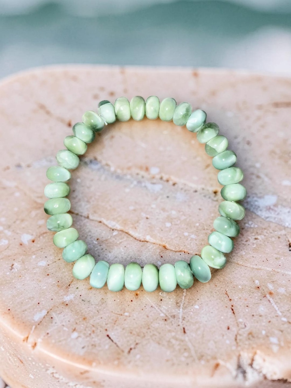 8x5 Green Angelite Rondelle Bracelet 💚